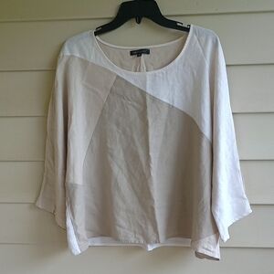 For Cynthia White Asymmetrical 3/4 Sleeve Blouse‎